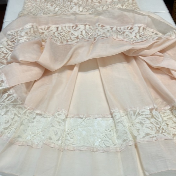 Vintage Jessica McClintock Drop Waist Dress Cottagecore Prairie Lace Pink Sz S - Picture 5 of 14